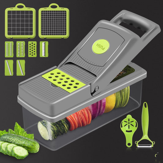 14-in-1 Vegetable &amp; Fruit Slicing, Food Chopper, Kitchen Cutter, Slicer Set