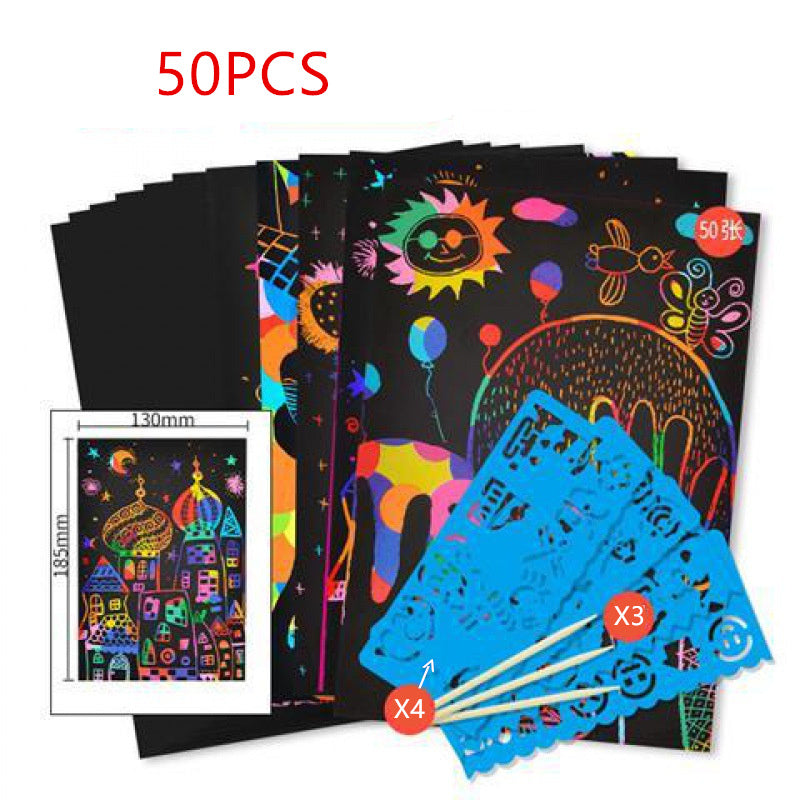 50Pcs Scratch Paper Art Set for Kids, Magic Color DIY Arts and Crafts Kit