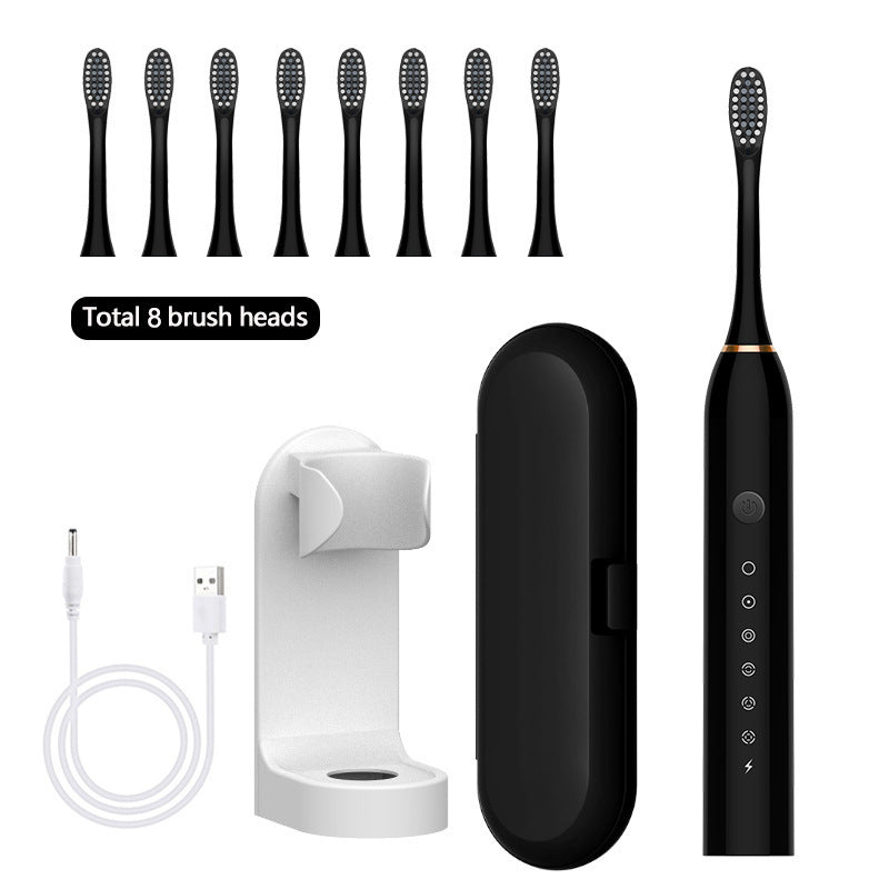 Ultrasonic Electric Toothbrush Rechargeable Universal Soft Brush with 8 Brush Head