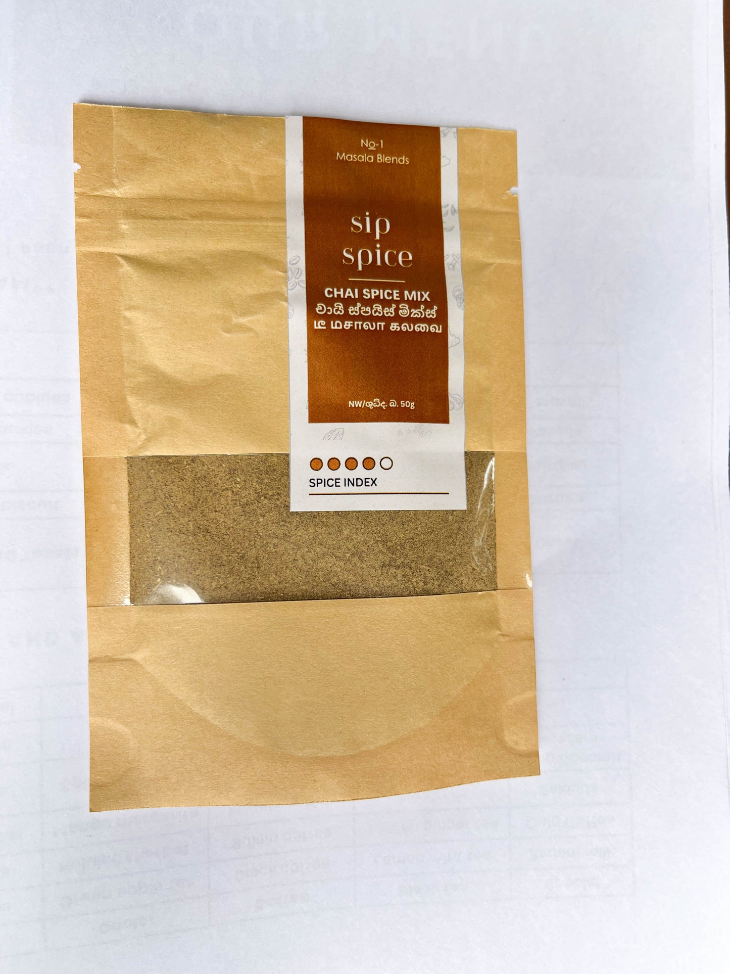 Chai Spice Mix Power Made with Natural Extracts with Ceylon aromatic Spices 50g - Sip Spice Brand