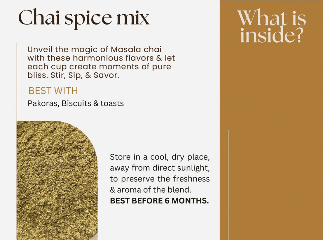 Chai Spice Mix Power Made with Natural Extracts with Ceylon aromatic Spices 50g - Sip Spice Brand