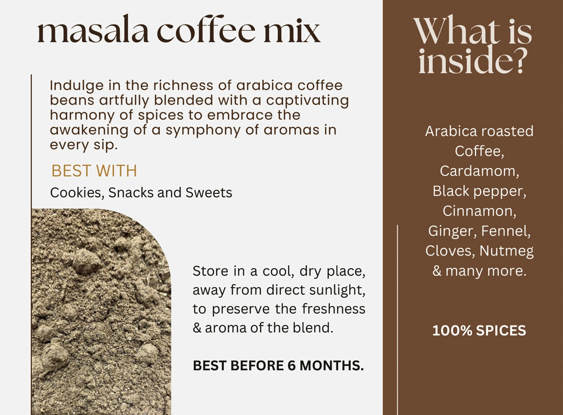 Masala Coffee Power Made with Natural Extracts with Ceylon 50g - Sip Spice Brand