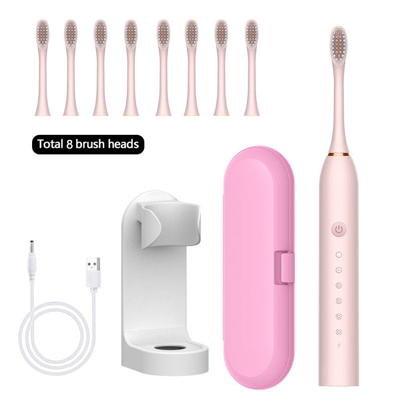 Ultrasonic Electric Toothbrush Rechargeable Universal Soft Brush with 8 Brush Head